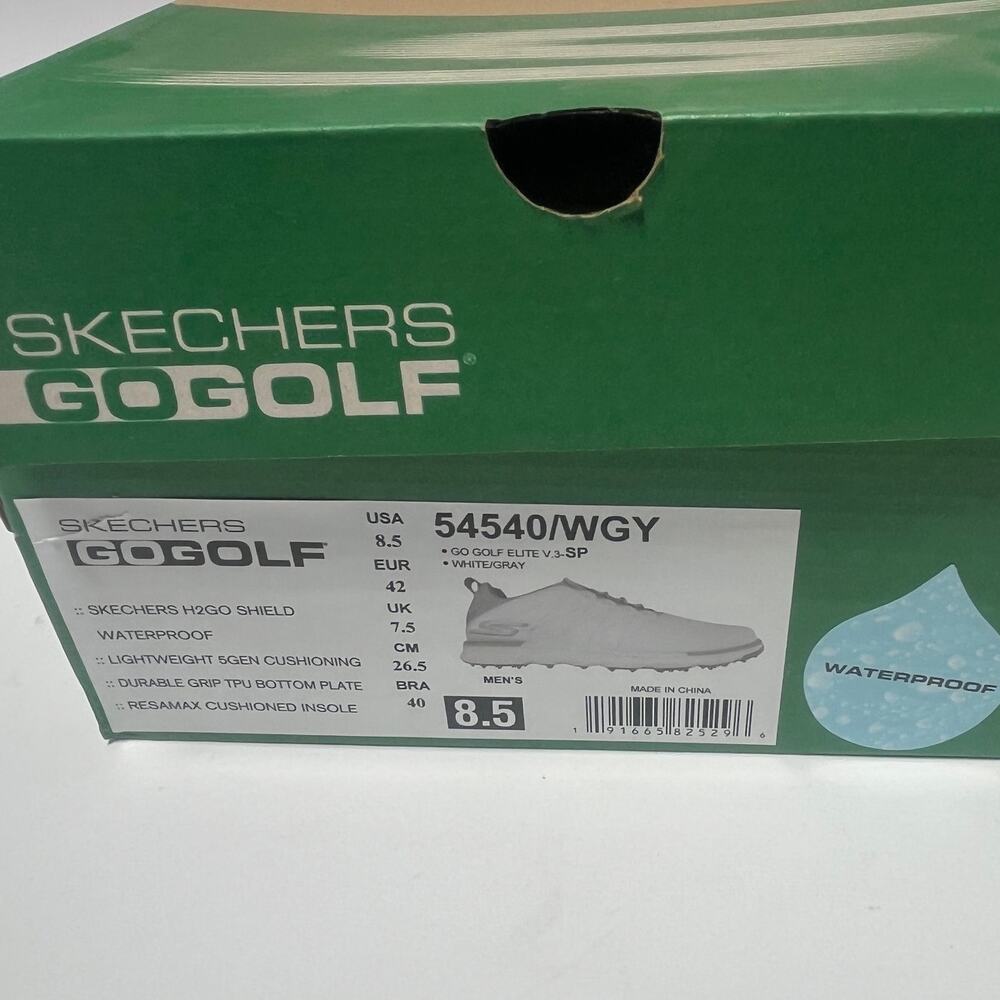 NEW Skechers Men's "Go Golf" White / Grey Waterproof Golf Shoes Orig Box SZ 8.5 - Picture 3 of 5